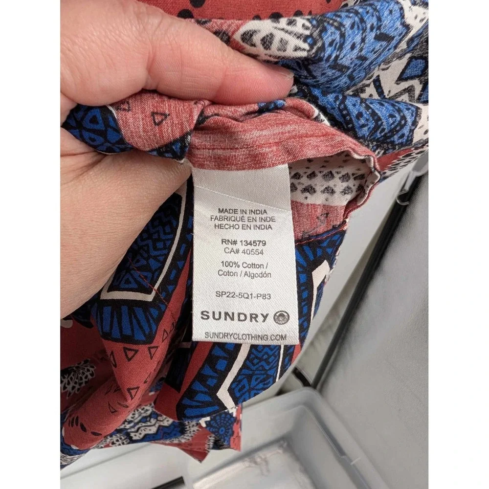 Sundry‎ Women's Puff Sleeve Boho Floral Print Dress Multicolor Size 2